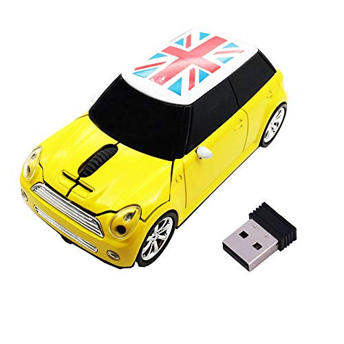Jinfili Cool Style Car Wireless Mouse Ergonomic Game Computer Mice Desktop Laptop PC Notebook Yellow