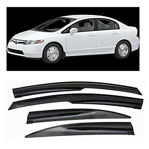 VXMOTOR for 2006-2011 Honda Civic Sedan 4DR JDM Mugen Window Visors Sun/Rain Guard Deflectors