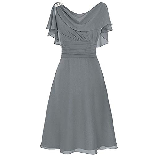Gergeos Womens Formal Wedding Bridesmaid Dress Plus Size High Waist Party Ball Prom Gown Cocktail Chiffon Dress-Gray,XXXXL- Gergeos Womens Formal Wedding Bridesmaid Dress Plus Size High Waist Party Ball Prom Gown Cocktail Chiffon Dress-Gray,XXXXL-