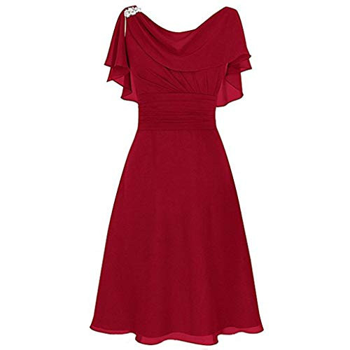 Gergeos Womens Formal Wedding Bridesmaid Dress Plus Size High Waist Party Ball Prom Gown Cocktail Chiffon Dress-Red,XXL- Gergeos Womens Formal Wedding Bridesmaid Dress Plus Size High Waist Party Ball Prom Gown Cocktail Chiffon Dress-Red,XXL-
