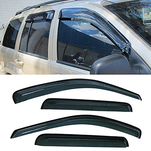 Laprive Auto 4pcs For 05-10 Jeep Grand Cherokee Sun Rain Guard Vent Shade Window Visors