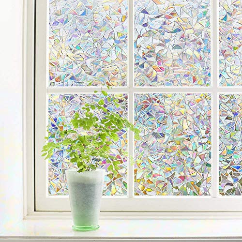 LMKJ Color 3D Glue-Free Static Window Film Privacy Window Stained Glass Rainbow Film self-Adhesive Film Glass Window Decoration Sticker A56 60x200cm