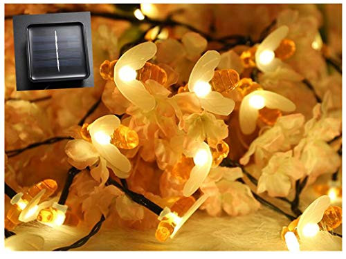 Solar Bee String Lights Outdoor 62FT 100LED Honeybee Fairy Lights with 8 Lighting Modes, Waterproof Solar Bumble Bee Lights for Patio Yard Garden Grass Wedding Christmas Party Decor -Warm White- Solar Bee String Lights Outdoor 62FT 100LED Honeybee Fairy Lights with 8 Lighting Modes, Waterproof Solar Bumble Bee Lights for Patio Yard Garden Grass Wedding Christmas Party Decor -Warm White-
