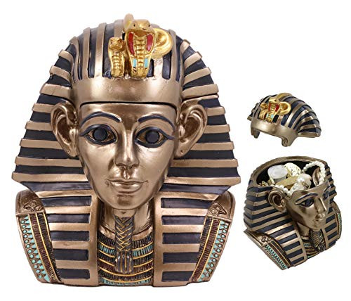 Ebros 5.5" Tall Ancient Egypt King Tut Pharaoh Bust With Royal Nemes Decorative Keepsake Box Statue Jewelry Utility Trinket Stash Container Figurine Egyptian Historical Ruler Son Of Horus Ebros 5.5" Tall Ancient Egypt King Tut Pharaoh Bust With Royal Nemes Decorative Keepsake Box Statue Jewelry Utility Trinket Stash Container Figurine Egyptian Historical Ruler Son Of Horus