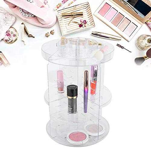 Acrylic Makeup Organizer, Transparent 360 Degree Rotating Adjustable Cosmetic Storage Display Case