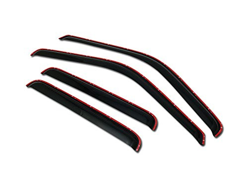 HS Power in-Channel 4pcs Front Rear Window Deflector Sun/Rain Guards Smoke Window Visors Compatible with 99-12 Ford F250 / F350 / F450 Super Duty Crew 4D 4DR Cab