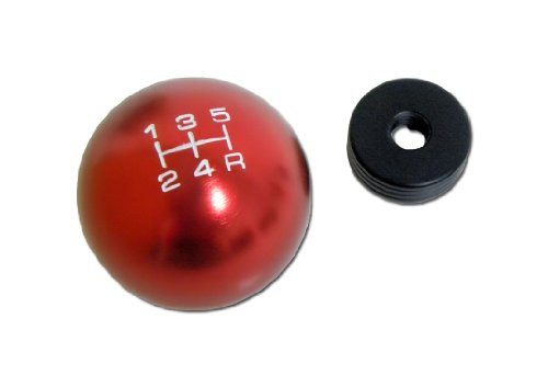 VMS RACING 10x1.25mm Thread 5 Speed Round Ball Type-R Shift Knob in Red Billet Aluminum for Mitsubishi Eclipse GST GT RS Mirage Lancer Evolution EVO Ralliart JDM