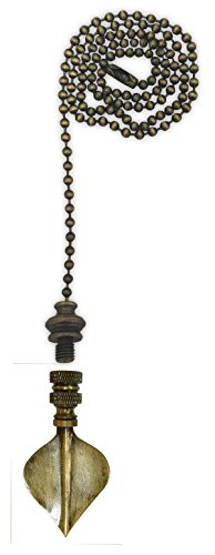 Royal Designs Celling Fan Pull Chain Beaded Ball Extension Chains with Spade Leaf, Antique Brass