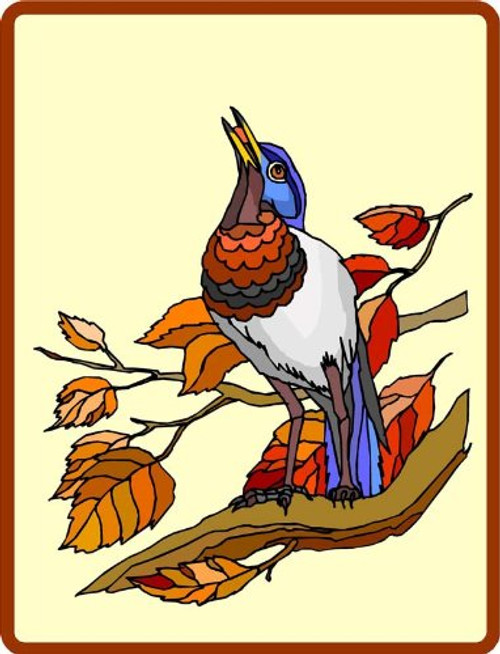Bird on a Tree Branch - Etched Vinyl Stained Glass Film, Static Cling Window Decal Bird on a Tree Branch - Etched Vinyl Stained Glass Film, Static Cling Window Decal