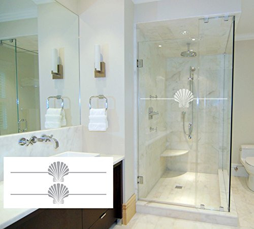 Scallop Shell and Simple Border - Coastal Design Series - Etched Decal - For Shower Doors, Glass Doors and Windows - 6" tall x 28" wide - Custom Sizes Available