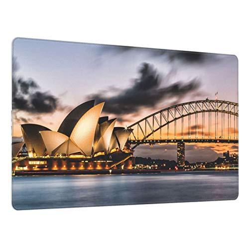 Sydney Harbour Bridge Sydney Opera House Non-Slip Rubber Base Rectangle Mouse Pad for Laptops Computers and Pc 15.8x29.5 in