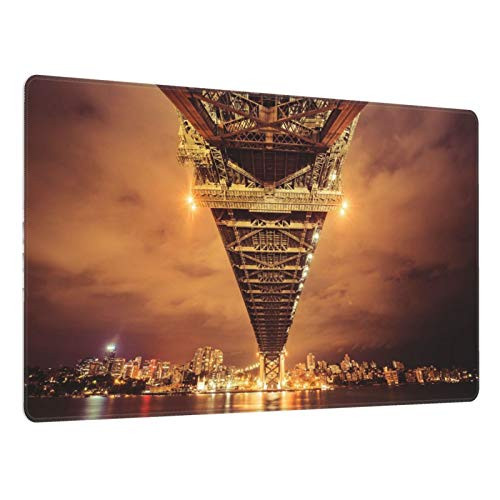 Sydney Harbour Bridge Australia Night Non-Slip Rubber Base Rectangle Mouse Pad for Laptops Computers and Pc 15.8x29.5 in