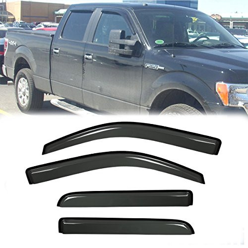 Audrfi 4pcs Window Visors Sun Rain Guard for 09-14 Ford F-150 Supercrew -Crew- cab Side Window Deflectors Vent Visor