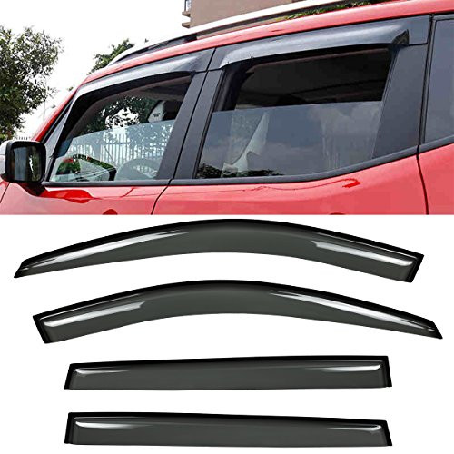 Audrfi 4pcs Window Visors Sun Rain Guard for 14-20 Jeep Cherokee Side Window Deflectors Vent Visor