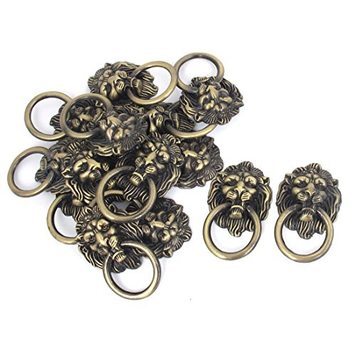 uxcell Lion Head Shape Zinc Alloy Pull Knobs Door Handle Bronze Tone 15 Pcs