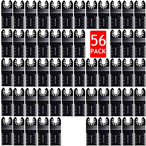 Hanida 56pcs Wood Oscillating Multitool Quick Release Saw Blades Compatible with Fein Multimaster Porter Cable Black  and  Bosch Decker Dremel Craftsman Ridgid Ryobi Makita Milwaukee Dewalt Rockwell