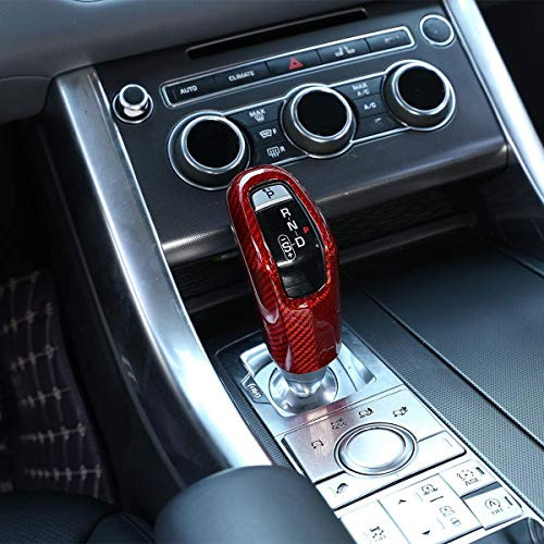 YIWANG Red Real Carbon Fiber Gear Shift Knob Head Cover for Land Rover Range Rover Sport 2014-2017,for Jaguar E Pace 2018 2019 Car Accessories
