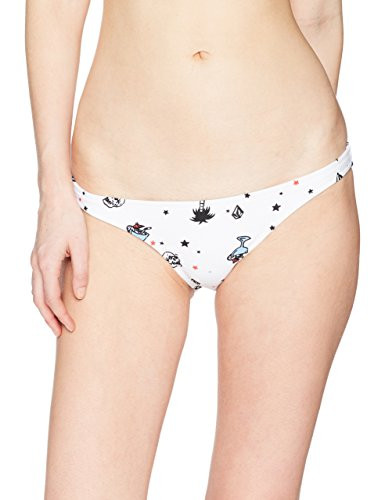 Volcom Junior's Flocking 4TH Hipster Full Bikini Bottom, White, XL