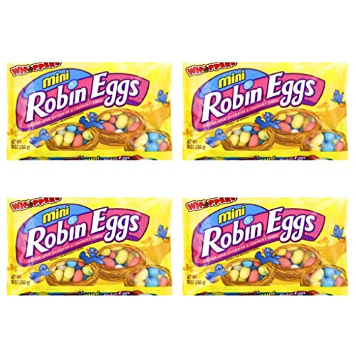 Whoppers Mini Robin Eggs Chocolate Malted Milk Easter Candy - Pack of 4 Bags - 10 oz Per Bag - 40 oz Total of Bulk Whoppers Eggs Whoppers Mini Robin Eggs Chocolate Malted Milk Easter Candy - Pack of 4 Bags - 10 oz Per Bag - 40 oz Total of Bulk Whoppers Eggs