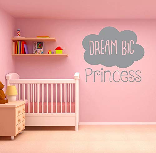 'Dream Big Princess' Quote, Vinyl Wall Art Sticker, Mural, Decal. Home, Wall, Window, Mirror Decor. Children's Bedroom, Playroom, Nursery.