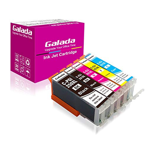 Galada Pgi-250xl Cli-251xl Ink Cartridges Compatible to Pixma Mx922 Mx722 Ip7220 Ip8720 Ix6820 Mg5420 Mg5422 Mg5520 Mg5522 Mg5620 Mg6320 Mg6420 Mg6620 Mg7120 Mg7520 Printer,(250-1B,251-1B 1C 1M 1Y)