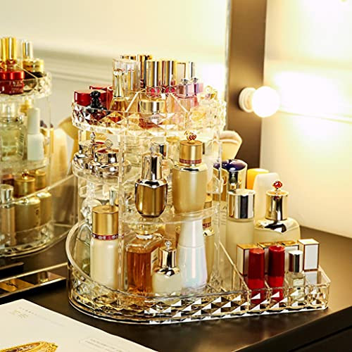 Makeup Organizer, 360 Degree Rotating Adjustable Cosmetic Storage Display Case with Large Capacity, Fits Lipsticks, Jewelry, Makeup Brushes and More