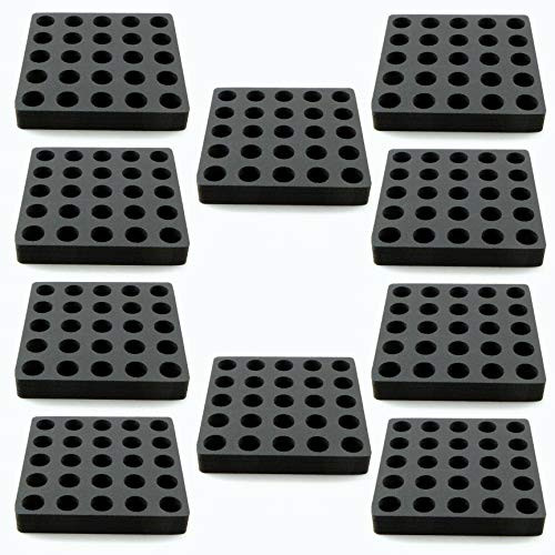 Polar Whale 10 Vial Racks Black Foam Storage Rack Holder Organizer Stand Transport Each Holds 50 Vials Fits up to 24mm Diameter