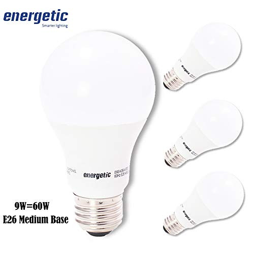 60W Equivalent, A19 LED Light Bulb of ENERGETIC SMARTER LIGHTING, 5000K Cool White, E26 Medium Base, Non-Dimmable LED Light Bulb, 4-Pack