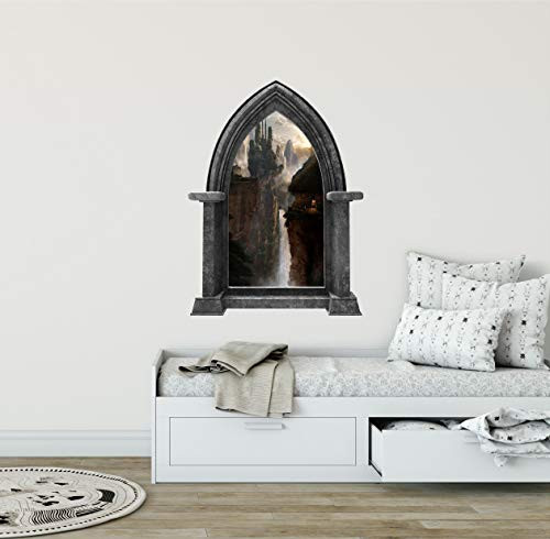 24" Castle Scape City in The Clouds -1 Castle Window Stone Wall Decal Sticker Mural Mountain View Waterfall Medieval Fantasy Fairytale Kids Bedroom Wall Art Playroom Decor 24" Castle Scape City in The Clouds -1 Castle Window Stone Wall Decal Sticker Mural Mountain View Waterfall Medieval Fantasy Fairytale Kids Bedroom Wall Art Playroom Decor