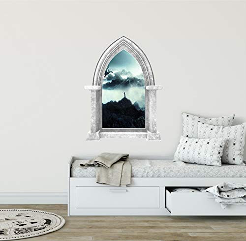 24" Castle Scape Dragon Rider -1 Marble Stone Castle 3D Window Wall Decal Sticker Mural Medieval Mythical Fantasy Fairytale Fictional Game of Thrones Decor 24" Castle Scape Dragon Rider -1 Marble Stone Castle 3D Window Wall Decal Sticker Mural Medieval Mythical Fantasy Fairytale Fictional Game of Thrones Decor