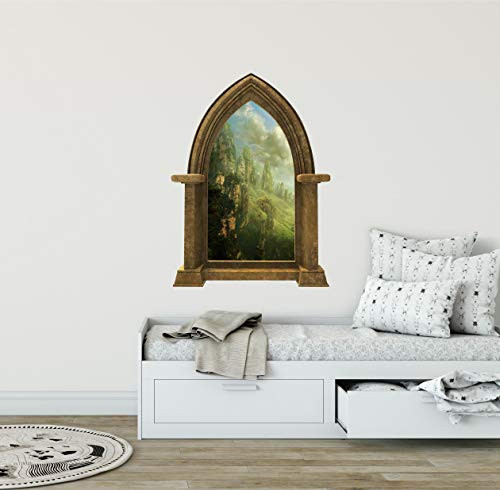 24" Castle Scape Rock Towers -1 Sandstone Stone Castle 3D Window Wall Decal Sticker Mural Kids Bedroom Playroom Medieval Fantasy Fairytale Peel and Stick Decor 24" Castle Scape Rock Towers -1 Sandstone Stone Castle 3D Window Wall Decal Sticker Mural Kids Bedroom Playroom Medieval Fantasy Fairytale Peel and Stick Decor