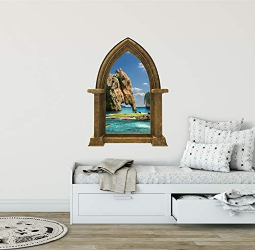 24" Castle Scape Fantasy Island -2 Sandstone Stone Castle Window Wall Decal Sticker Mural Kids Bedroom Playroom Medieval Horses Cliffs Tropical Fantasy Fairytale Decor 24" Castle Scape Fantasy Island -2 Sandstone Stone Castle Window Wall Decal Sticker Mural Kids Bedroom Playroom Medieval Horses Cliffs Tropical Fantasy Fairytale Decor