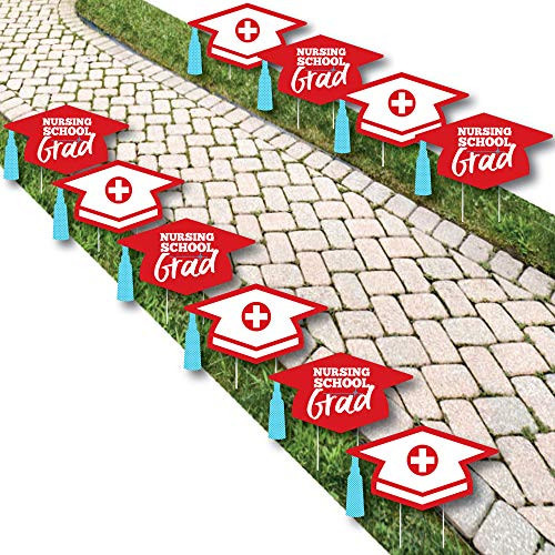 Big Dot of Happiness Nurse Graduation - Grad Cap Lawn Decorations - Outdoor Medical Nursing Graduation Party Yard Decorations - 10 Piece Big Dot of Happiness Nurse Graduation - Grad Cap Lawn Decorations - Outdoor Medical Nursing Graduation Party Yard Decorations - 10 Piece