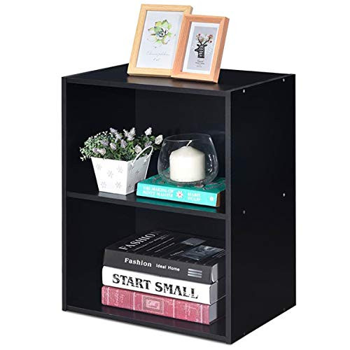 Tangkula 2- Tier Adjustable Shelf Bookcase, 2-Tier Wooden Storage Shelf, Open Storage Organizer W/Adjustable Shelf, Free Standing Display Bookshelf, 2 Tier Bookshelf for Living Room Bedroom