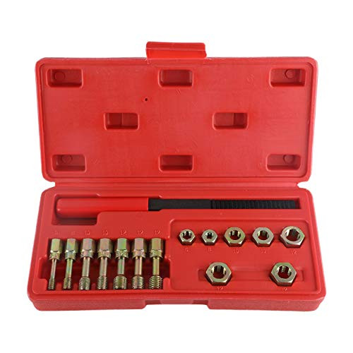 Mrcartool 15-Piece Metric Thread Restorer Set 7 Metric Rethread Repair Tool Kit