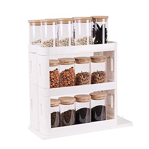 Pull Out Spice Rack,3 Tier Vertical Adjustable Cans Organizer,Big Size