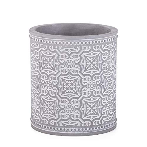 Kitchen Cooking Utensil Holders - Fine Embossed Cement Utensils Crock - Cement Utensil Container Kitchenware Flatware Organizer - Farmhouse Decor Utensils Caddy -Pattern 2-