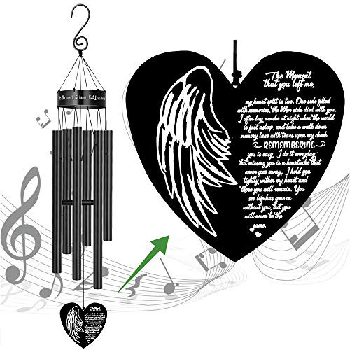 MEMGIFT Memorial Wind Chimes for Loss of Loved One Sympathy Gifts Loss of Father Mother Husband Son Daughter Grandma Heart Windchimes Rememberance Outside Outdoor Indoor Garden Yard Porch Patio