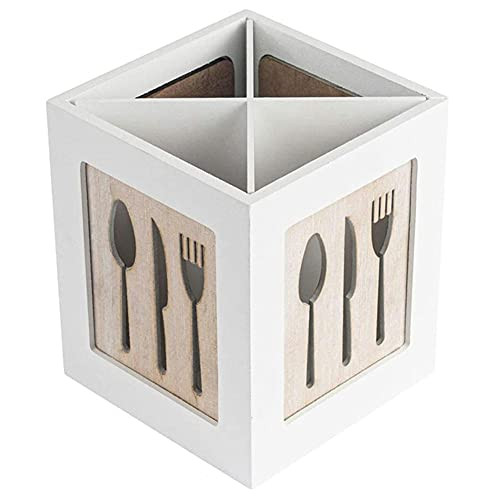 KLSAMNM Wooden Utensils Holder Cutlery Kitchen Flatware Cutlery Storage Flatware Caddy Spoons Forks Knifes Chopsticks Organizer