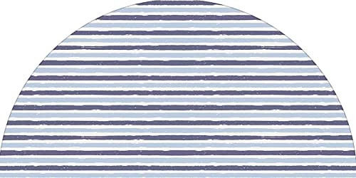 Harbour Stripe Decorative Arched Window Film, Abstract Soft Toned Sketchy Horizontal Stripes Artistic Pattern Self Static Adhesive Cling Fit for Perfect Half-Round Arch Windows, 34 inches
