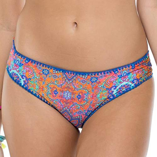 Luli Fama Women's Candela Stitched Ruched Back Full Coverage Bikini Bottom, Multi, XS