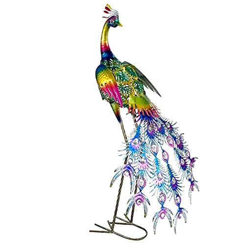 Oritty Garden Peacock Decor Outdoor Statue, Metal Peacock Sculptures Standing Yard Art Backyard Lawn Patio Ornament for Outdoor Decoration Oritty Garden Peacock Decor Outdoor Statue, Metal Peacock Sculptures Standing Yard Art Backyard Lawn Patio Ornament for Outdoor Decoration