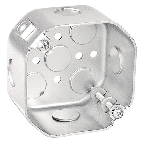 1 Pc, 4 In. Octagon Fan  and  Fixture Support Box, 2-1/8 In. Deep, No Bracket, .0625 Galvanized Steel, -4- 1/2 In. Side Knockouts