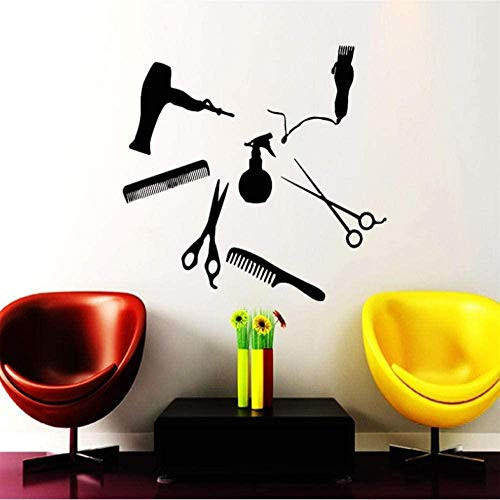 Wall Stickers Wall Decals Hairdryer Scissors Combs Decal Vinyl Sticker Beauty Salon Mural Art Wall Stickers Hair Shop Window Home Decoration 76X88CM