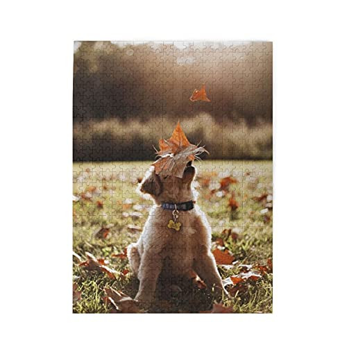 Dog in Yard Print Picture Puzzle, Vertical Puzzle 500 Pieces, Picture Puzzle Gift for Adults Friends, Fun Puzzle Game