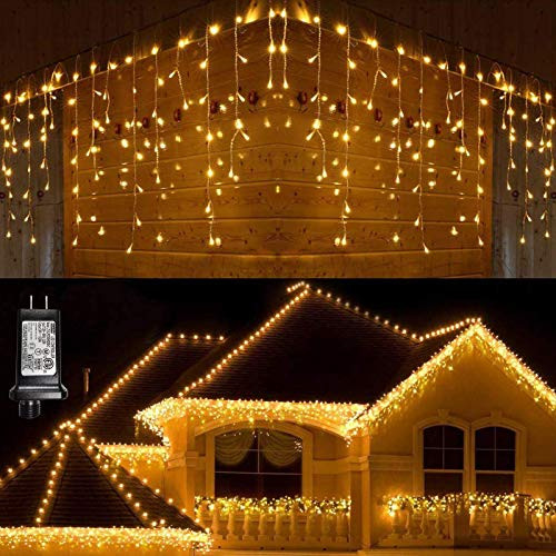 Lyhope Led Icicle Lights, 432 LED 35.4ft 8 Modes Low Voltage Icicle String Lights with 72 Drops, Window Curtain Fairy Lights for Xmas, Eaves, Wedding, Garden, Outdoor, Indoor Decor -Warm White- Lyhope Led Icicle Lights, 432 LED 35.4ft 8 Modes Low Voltage Icicle String Lights with 72 Drops, Window Curtain Fairy Lights for Xmas, Eaves, Wedding, Garden, Outdoor, Indoor Decor -Warm White-