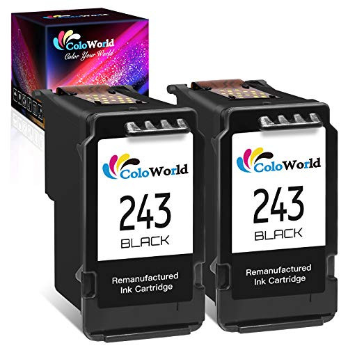 ColoWorld Remanufactured Ink Cartridge Replacement for Canon PG-243 PG-245XL 245 XL -2 Black- Used for Pixma TS3122 MX490 MX492 TR4522 TR4520 MG2522 MG2922 MG2520 TS3322 IP2820 MG2500 Printer