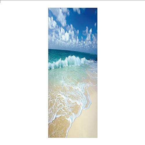 3D Decorative Film Privacy Window Film No Glue,Wave,Beach with Foamy Waves on Empty Sea Shore Holiday Theme Serene Coastal Decorative,Blue White Sand Brown,for Home and Office 3D Decorative Film Privacy Window Film No Glue,Wave,Beach with Foamy Waves on Empty Sea Shore Holiday Theme Serene Coastal Decorative,Blue White Sand Brown,for Home and Office