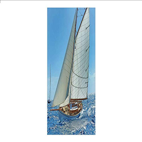 3D Decorative Film Privacy Window Film No Glue,Nautical,Sailboat on The Sea Regatta Race Yacht and Windy Weather Competition Theme,Blue White Brown,for Home and Office 3D Decorative Film Privacy Window Film No Glue,Nautical,Sailboat on The Sea Regatta Race Yacht and Windy Weather Competition Theme,Blue White Brown,for Home and Office