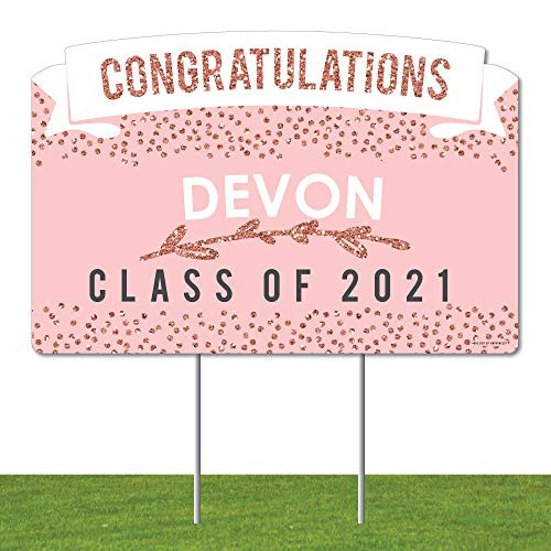 Big Dot of Happiness Personalized Rose Gold Grad - 2021 Graduation Party Yard Sign Lawn Decorations - Congratulations Custom Name Party Yardy Sign Big Dot of Happiness Personalized Rose Gold Grad - 2021 Graduation Party Yard Sign Lawn Decorations - Congratulations Custom Name Party Yardy Sign